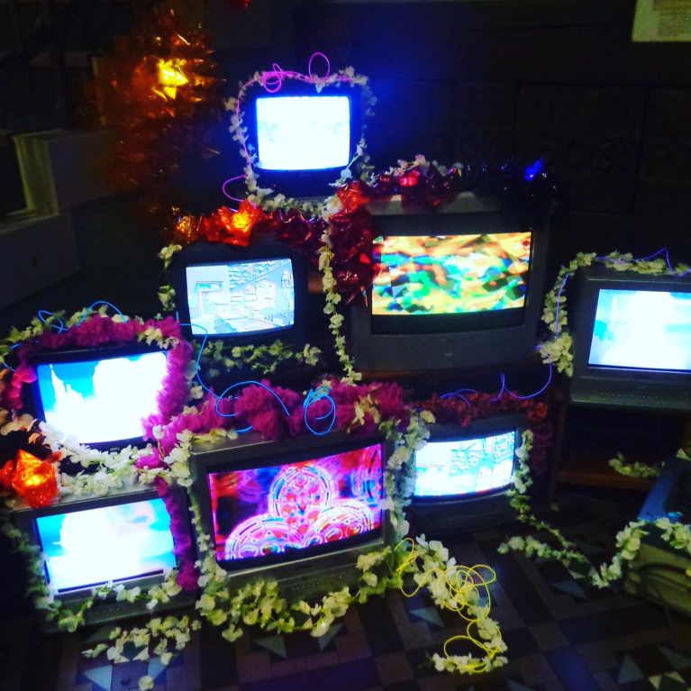 Museums at Night Liz Chapman and Amy Leigh TV installation